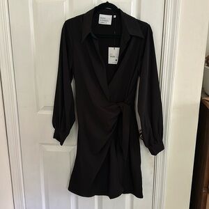 Nous Sommes Labels black collared wrap dress